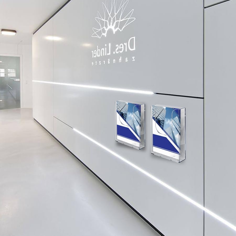 Acrylic Brochure Holders, 4x6 inches Slide-in Interlocking, 6 Pack Wall Mount Pamphlet Holder for Magazine, Pamphlet, Booklets, Menu, Journals