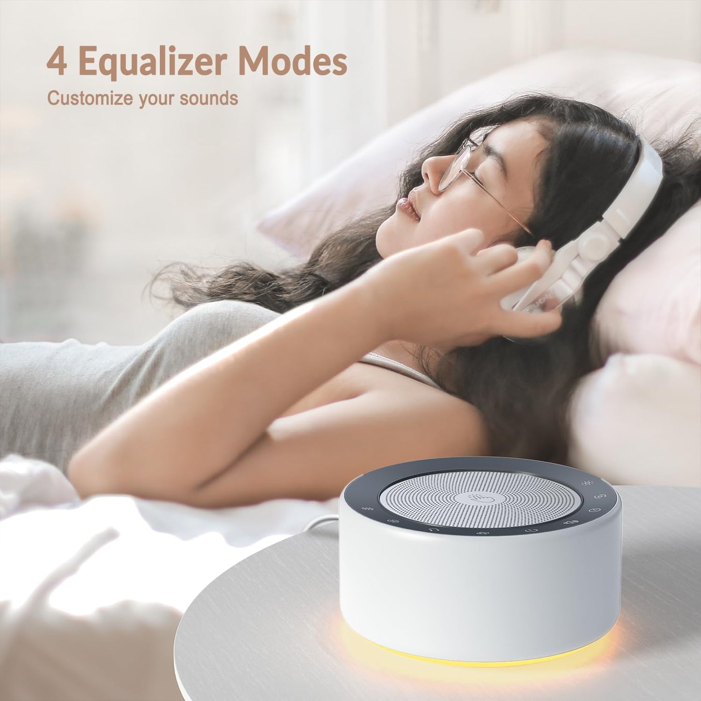 Nursery Lamp with Sound Machine, Mood Lighting, 7 Colors Night Light, 30 Soothing Sounds, White Noises for Baby, Adults. Timer, Plug in, Memory Function, Touch Control