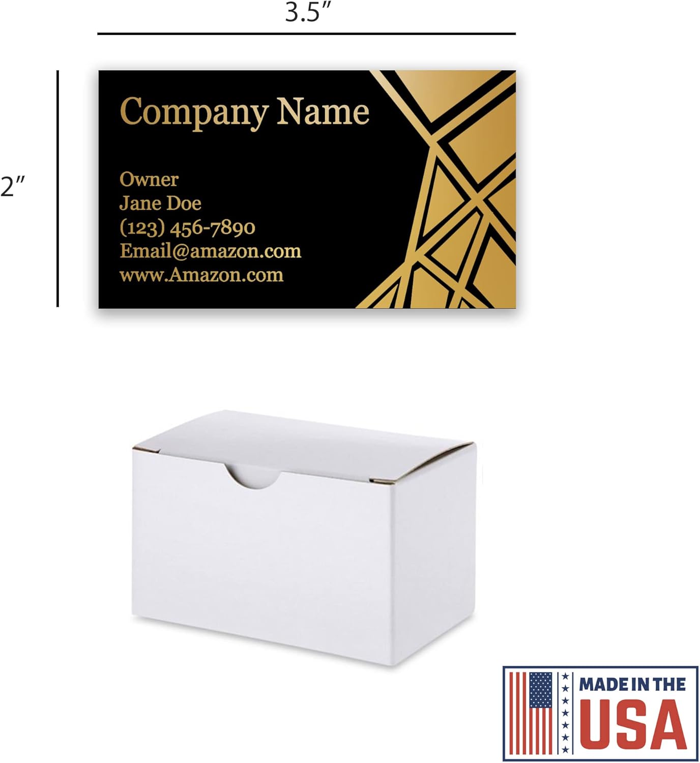 Personalized Gold Foil Black Business Cards 100 Pack - 3.5" x 2" Cards - 14 PT Thick Sturdy Cards - Unique Shiny Gold Foil - Made in the U.S.A. (Gold Geometric)