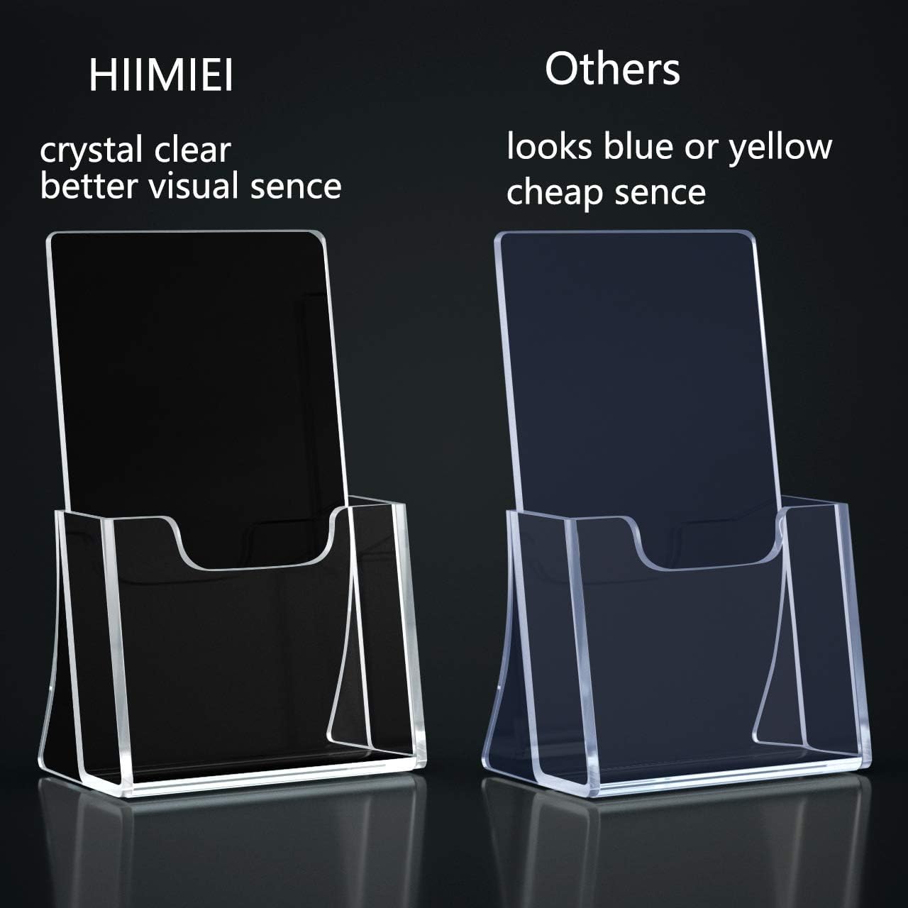 HIIMIEI 2 Pack 4 inch Wide Acrylic Brochure Holders for Pamphlets, Cards, Brochures, Magazines, Literature, Pamphlets Display Stand for Countertop