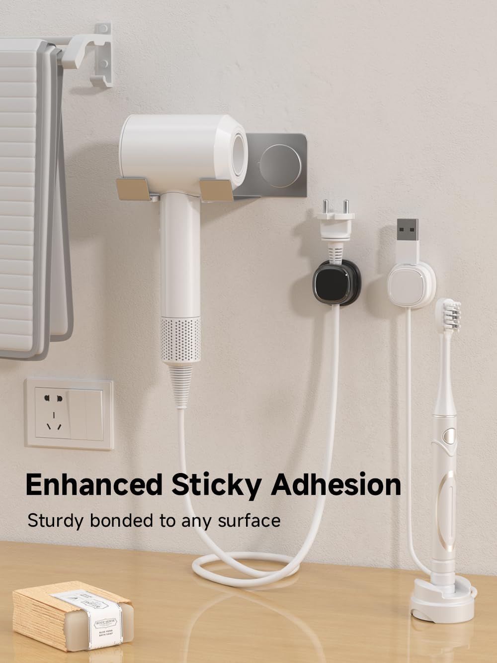 9 Pack Cord Organizer, Spring Cable Management, Adhesive Cute Cable Holder Clips, Phone Charger Wire Keeper for Desk Nightstand Car Office (9-Pack White_Orange_Black)