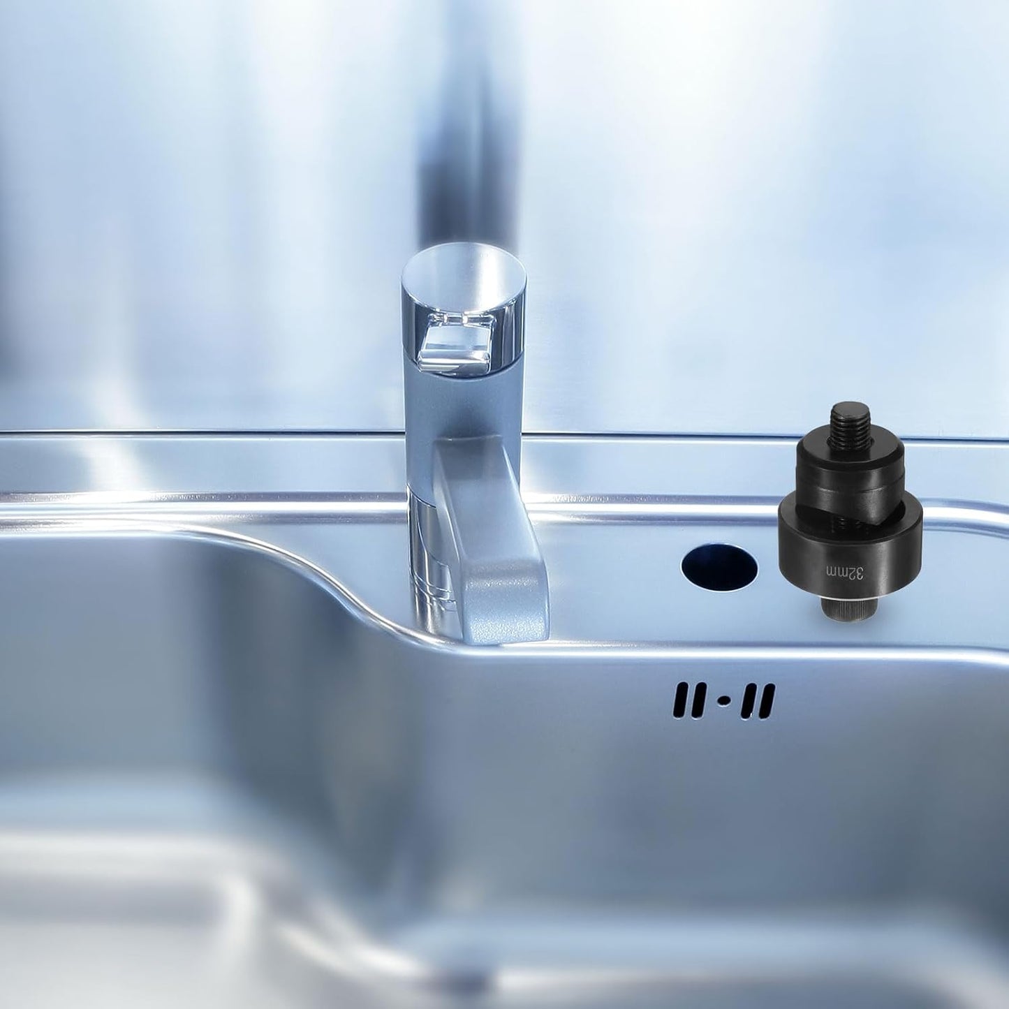 HARFINGTON Sheet Metal Punch Hole Punch 50mm Bearing Steel Precise Cutting Manual Knockout Punch Kit for Metal Steel Plate Sink Stainless Steel, Black