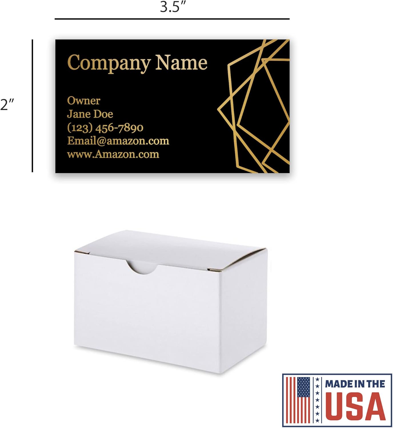 Personalized Gold Foil Black Business Cards 100 Pack - 3.5" x 2" Cards - 14 PT Thick Sturdy Cards - Unique Shiny Gold Foil - Made in the U.S.A. (Gold Hex)
