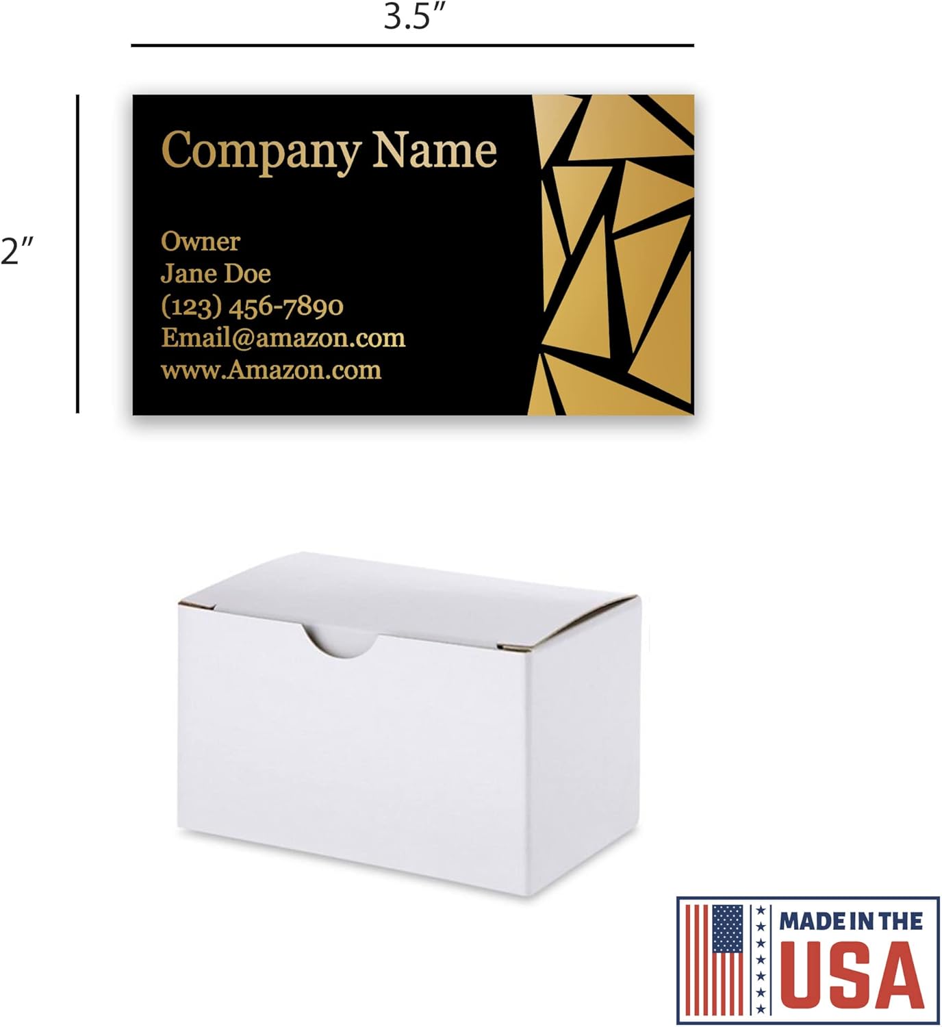 Personalized Gold Foil Black Business Cards 100 Pack - 3.5" x 2" Cards - 14 PT Thick Sturdy Cards - Unique Shiny Gold Foil - Made in the U.S.A. (Gold Shattered)