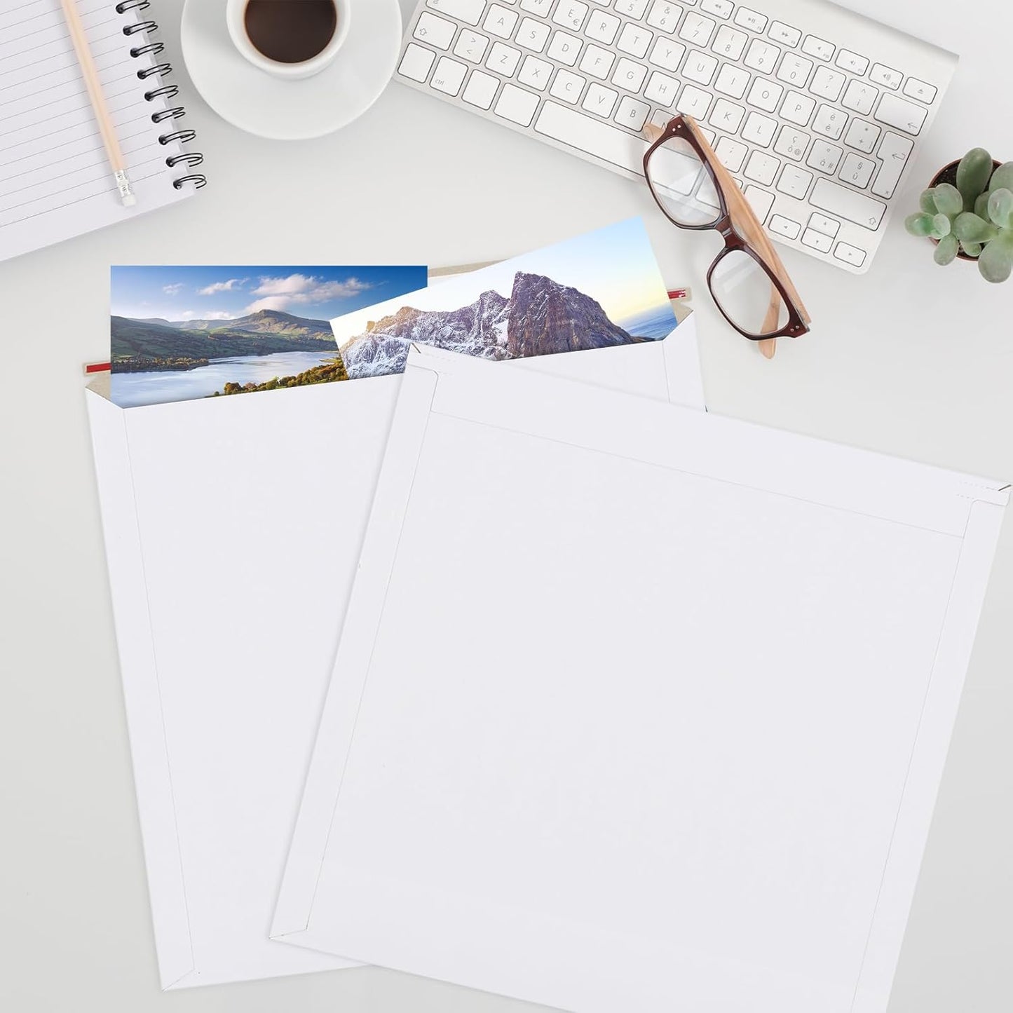 25 Pack 12.5x12.5 inch Rigid Mailer Self Seal Photo Document Mailers Stay Flat White Cardboard Envelopes White Photography Mailers for CD, Photos, Document