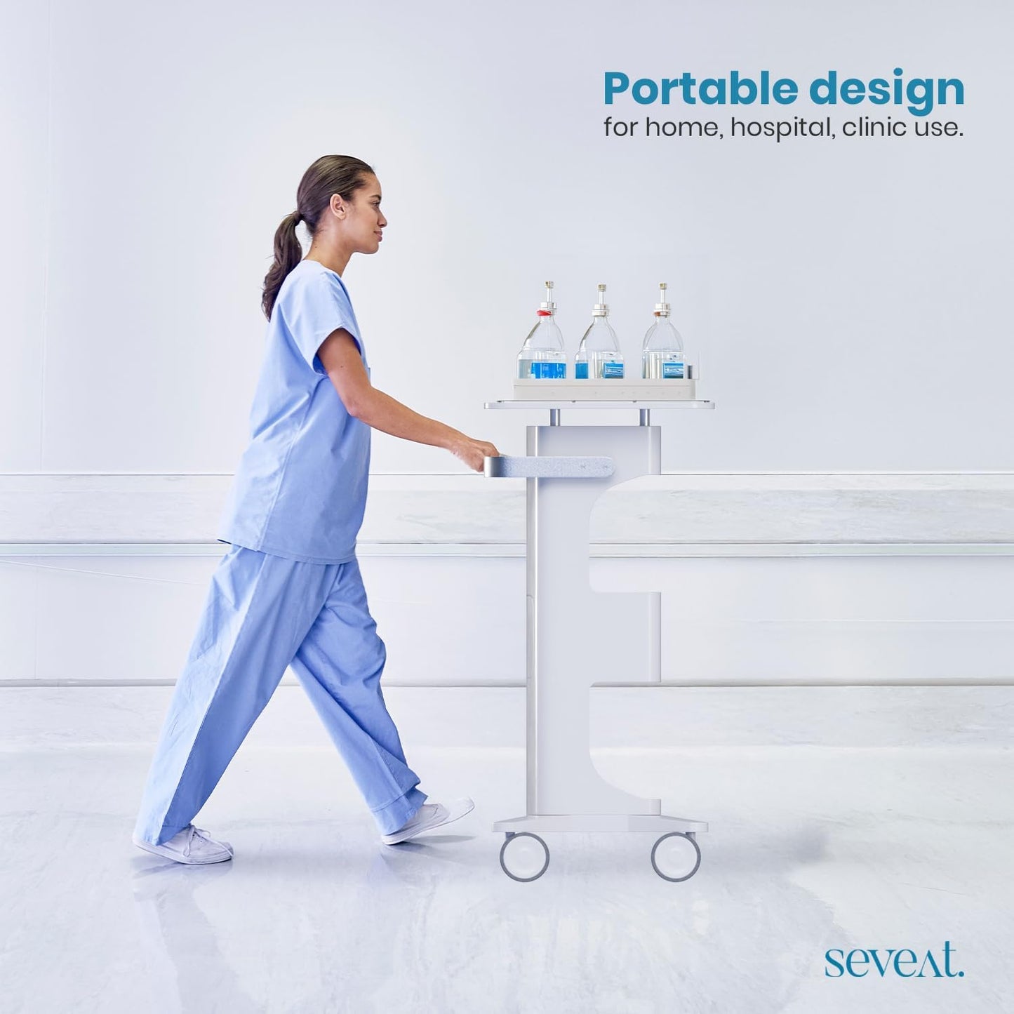 Professional Medical Cart with Wheels and Drawers, 3 Tier Rolling Utility Cart, 198 lbs Capacity, Portable Medical Trolley for Home, Spa, Hospital, Office, Clinic (Pure White)