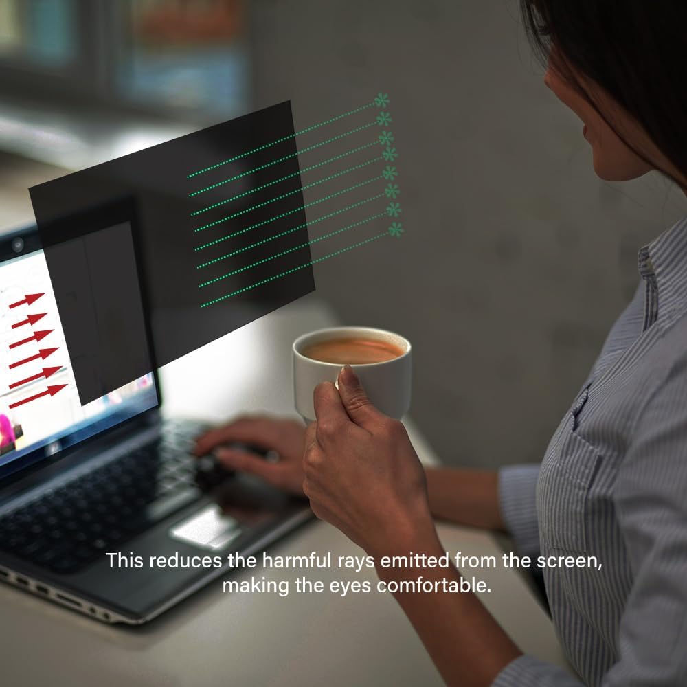 22 Inch - 16:9 Aspect Ratio - Computer Privacy Screen Filter for Widescreen Monitor - Anti-Glare - Anti-Scratch Protector Film - Protects Your Eyes from Harmful Glare and Blue Light