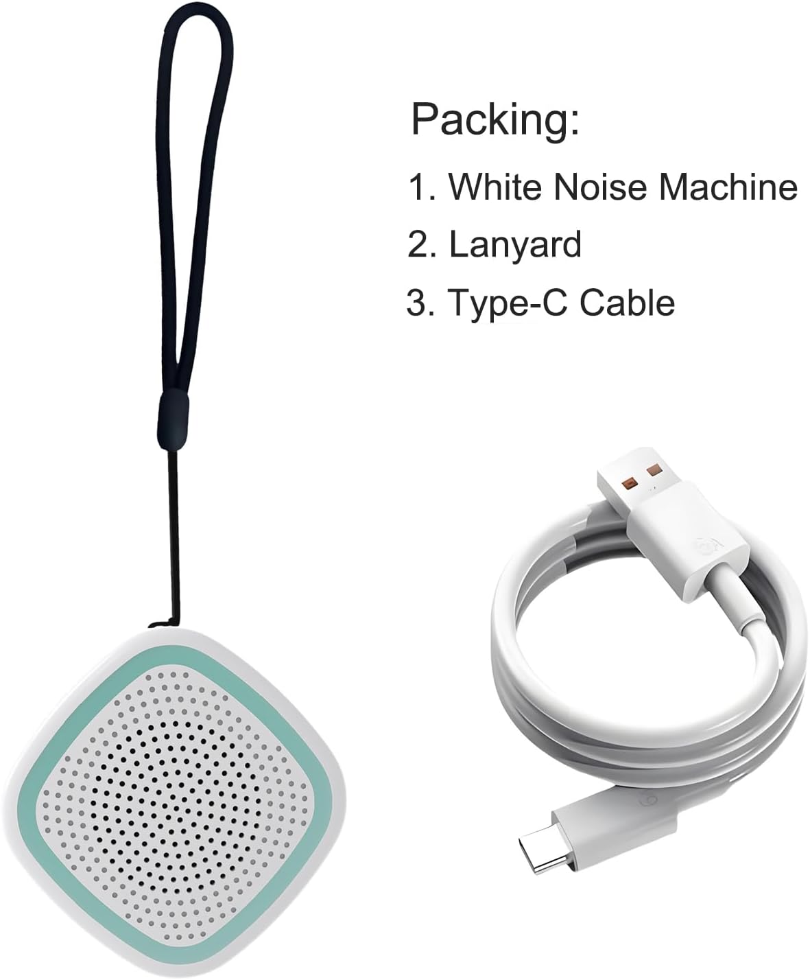 White Noise Machine,Wireless Connect Sound Machine with 36 Soothing Sounds, Sleep Machine for Adults Baby Kids,Memory Function,3 Timers,15 Volume Levels for Home, Office, Travel. (White-Green, Samll)