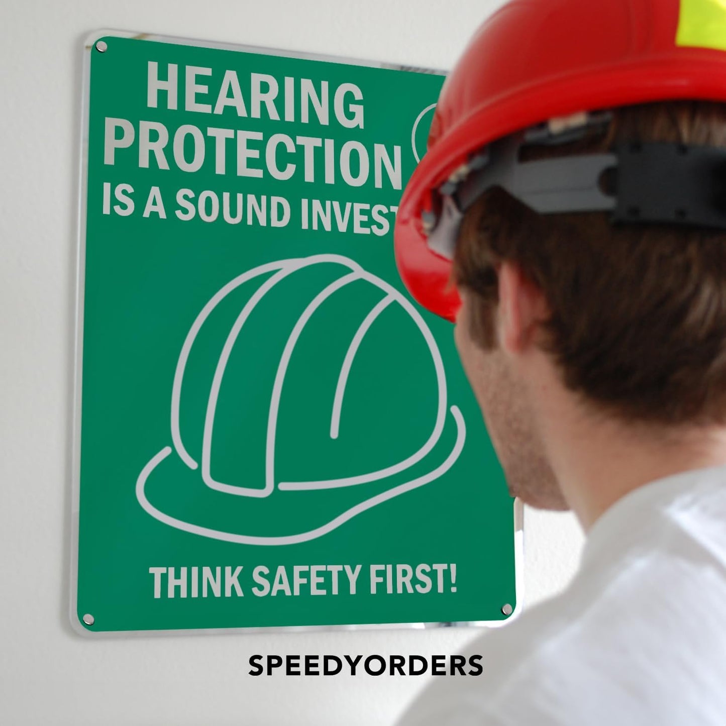 SPEEDYORDERS Custom Outdoor Metal Signs, Personalized Aluminum Signs, Customized Safety Signs, Metal Business Signs, Waterproof Outdoor Business Signs, White Aluminum (Green & White, 10x7 In)