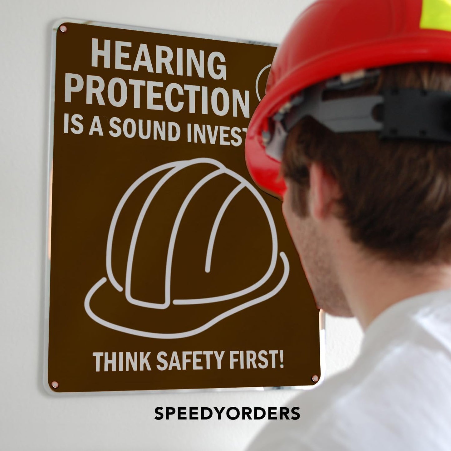 SPEEDYOOKS Custom Outdoor Metal Sign, Personalized Aluminum, Customized Safety, Business, Waterproof (Brown Background, 14x10 In)