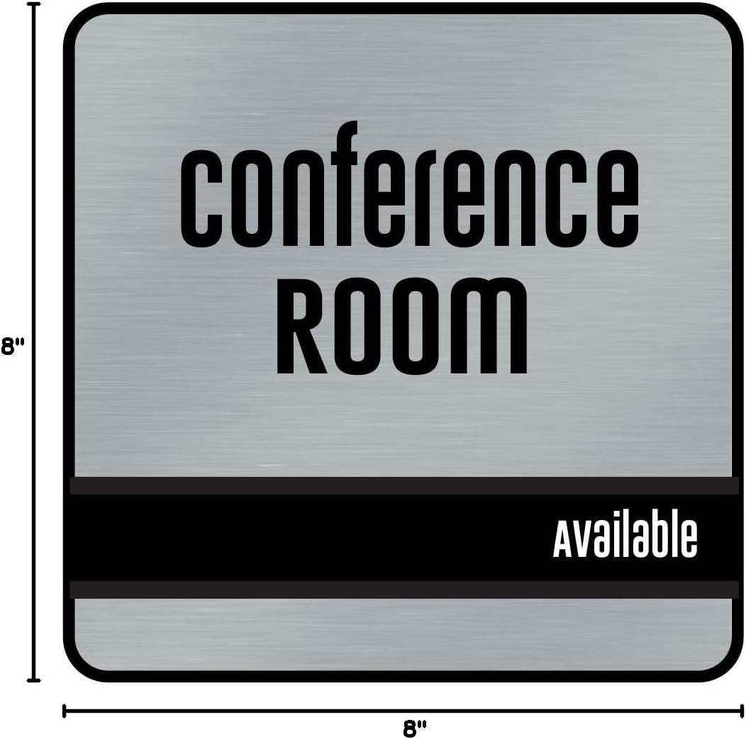 NapTags Conference Room Slider Signs (Silver - Black Frame, 8" x 8")