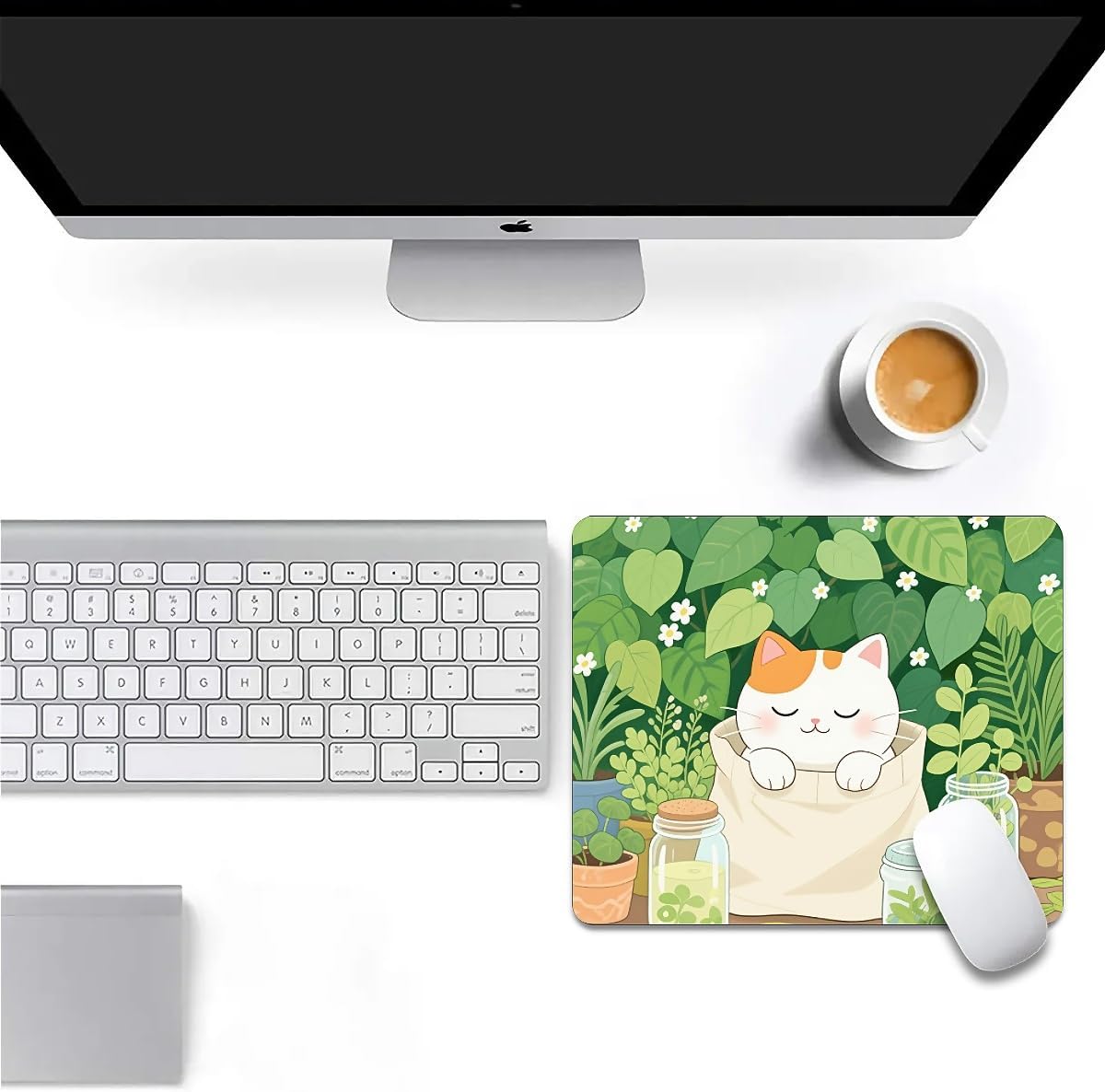 Square Mouse Pad Cute Kitten, Personalized Premium-Textured Custom Mouse Mat Design, Washable Mousepad Cloth, Non-Slip Rubber Base Computer Mouse Pads Cat for Wireless Mouse