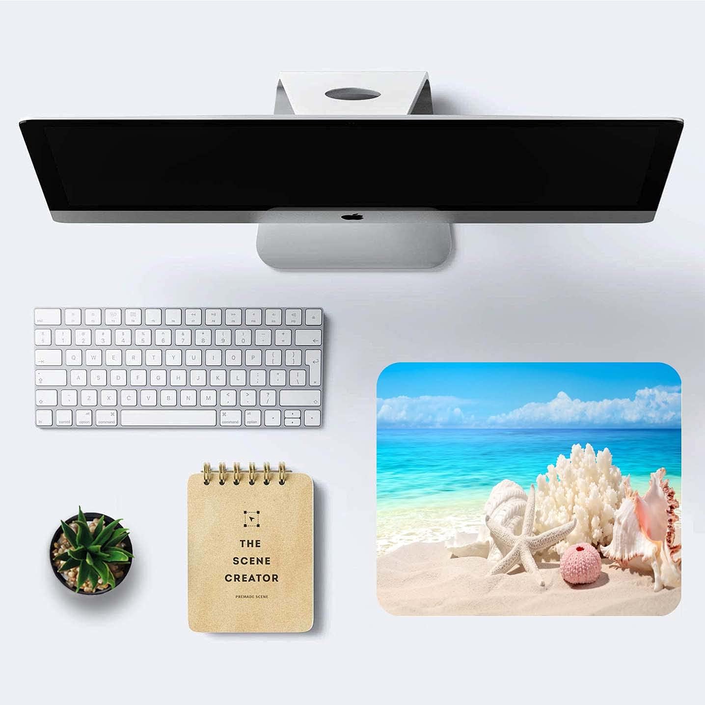 Sand Beach Mouse Pad,Cute Mouse pad,Custom Small Mouse Pads with Designs,Portable Office Non-Slip Rubber Base Wireless Mouse Pad for Laptop