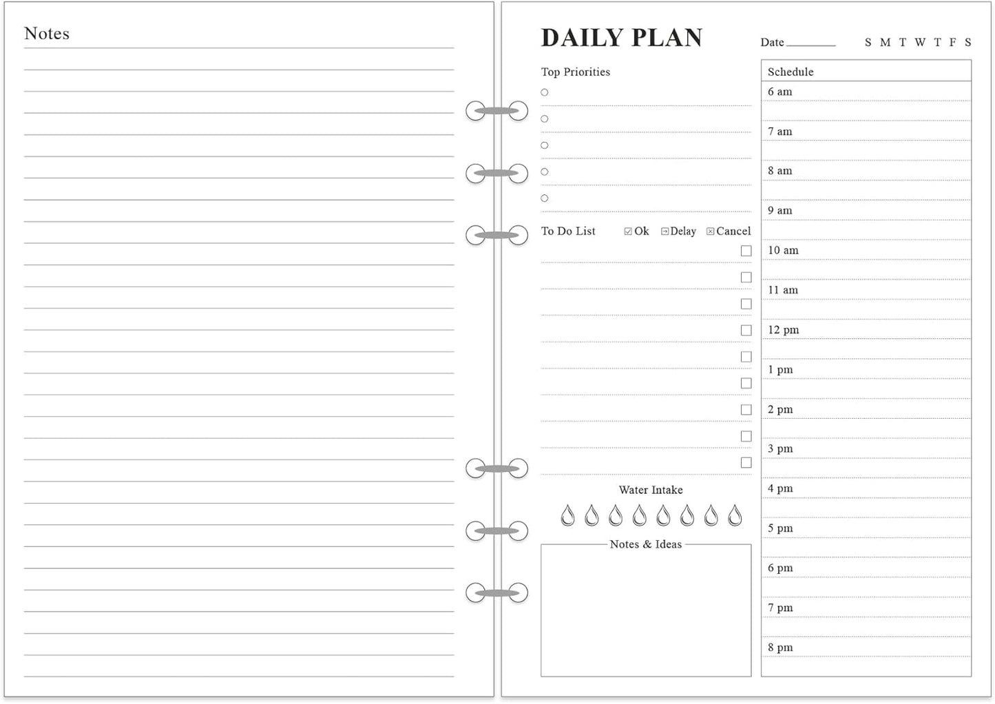 (3-Pack) Undated Daily Planner Refill - A5 To Do List Insert, 300 Sheets/600 Pages Planner and Lined Refill, 6-Hole Punched, 100 gsm White Paper, 5.8'' x 8.3''
