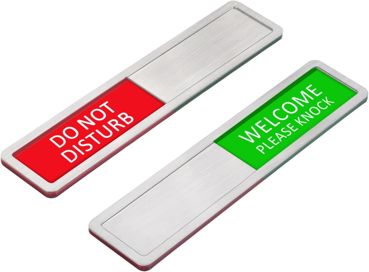 Kichwit 304 Stainless Steel Do Not Disturb Sign, Privacy for Offices or Homes, Welcome Please Knock, Silver
