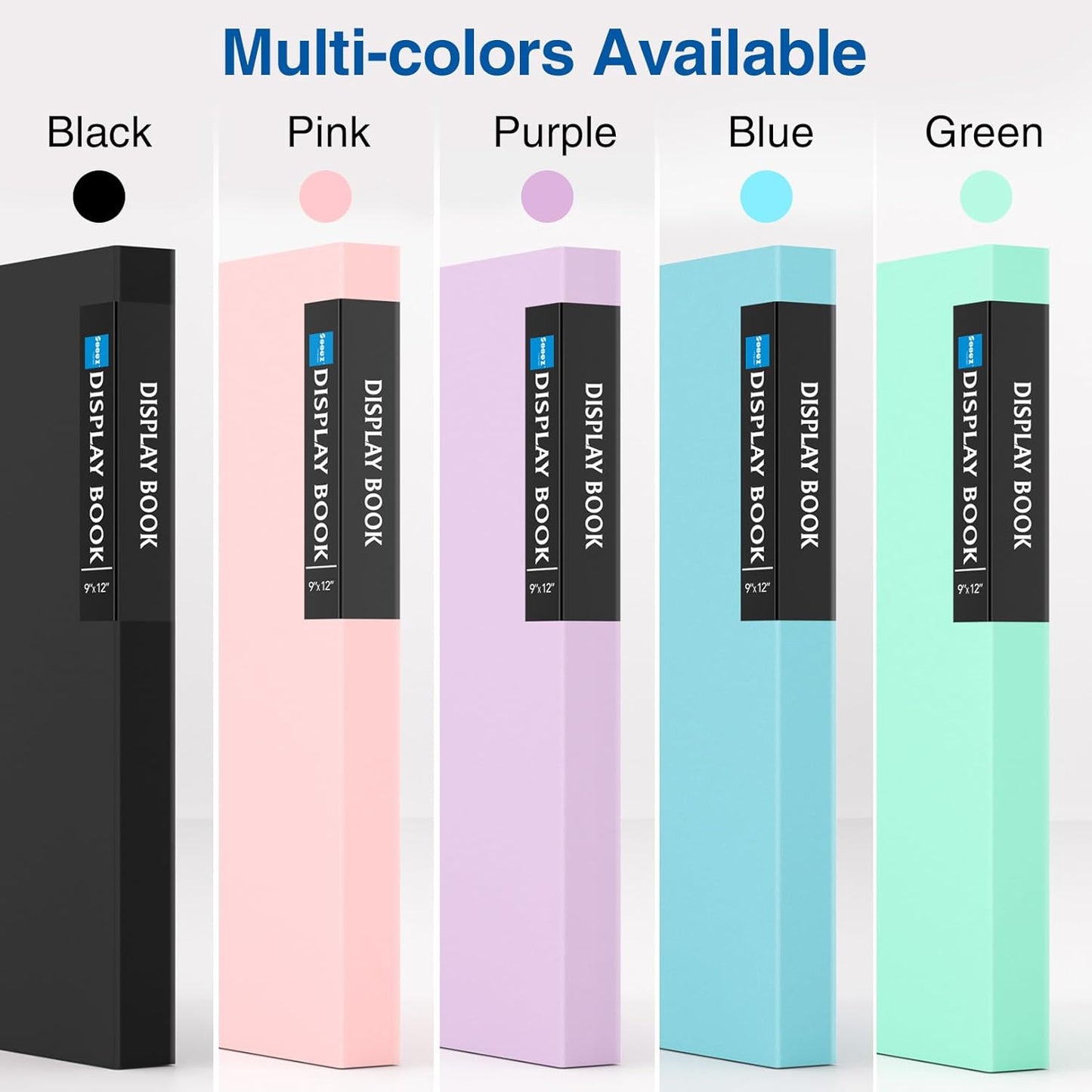 Sooez Art Portfolio 9x12, 30 Pockets with 30 Black Paper, Binder with Plastic Sleeves, Display 60 Pages, Presentation Book for Artwork, Folders Binder for Office School