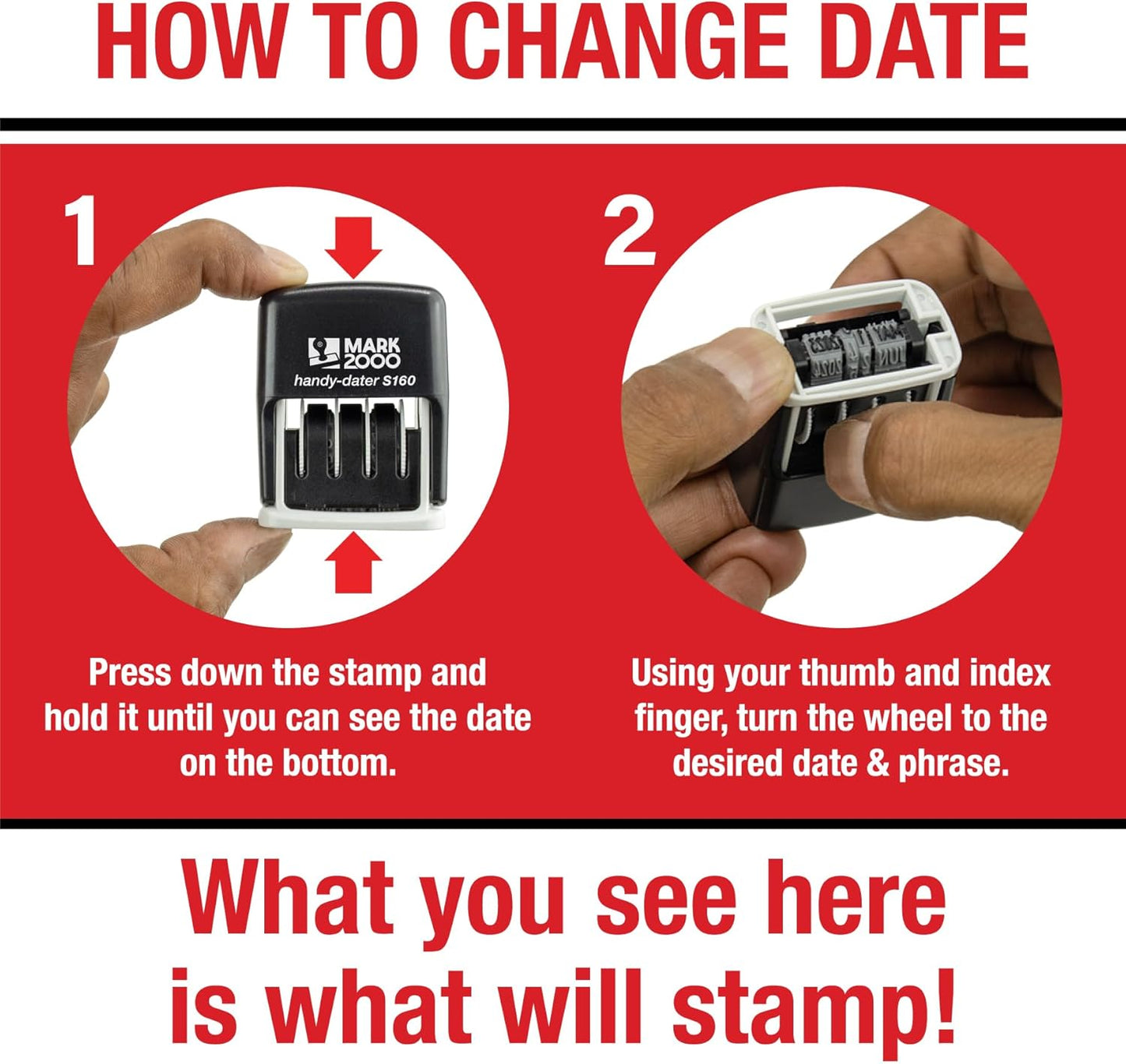 Mark 2000 Self-Inking Rubber Date Office Stamp with Mailed Phrase & Date - Red Ink (Handy-Dater S160), 12-Year Band