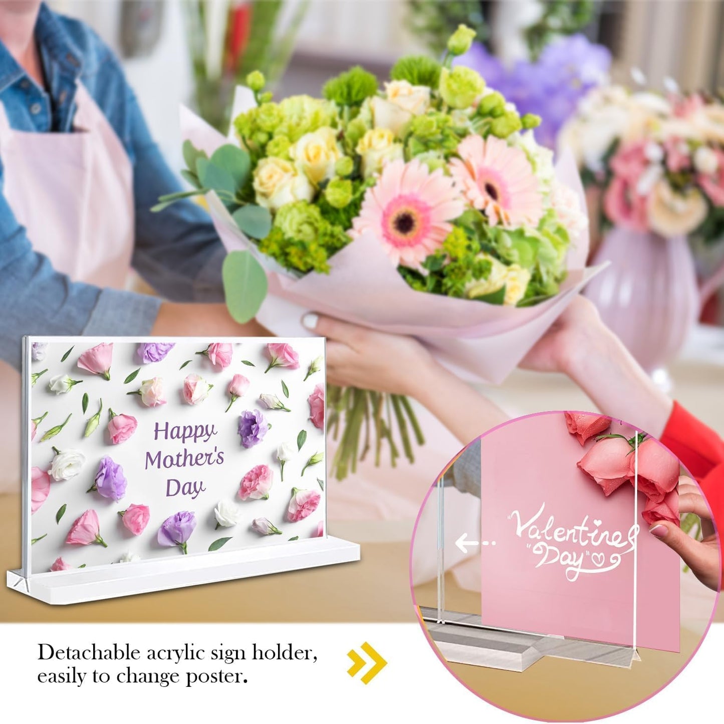 Acrylic Sign Holder 7 x 5 inches 6 Pack Horizontal Desktop Display Stand, Sign Holder, Suitable for Restaurants, Promotions, Photo Frames, Events, Meetings Acrylic Display Holder