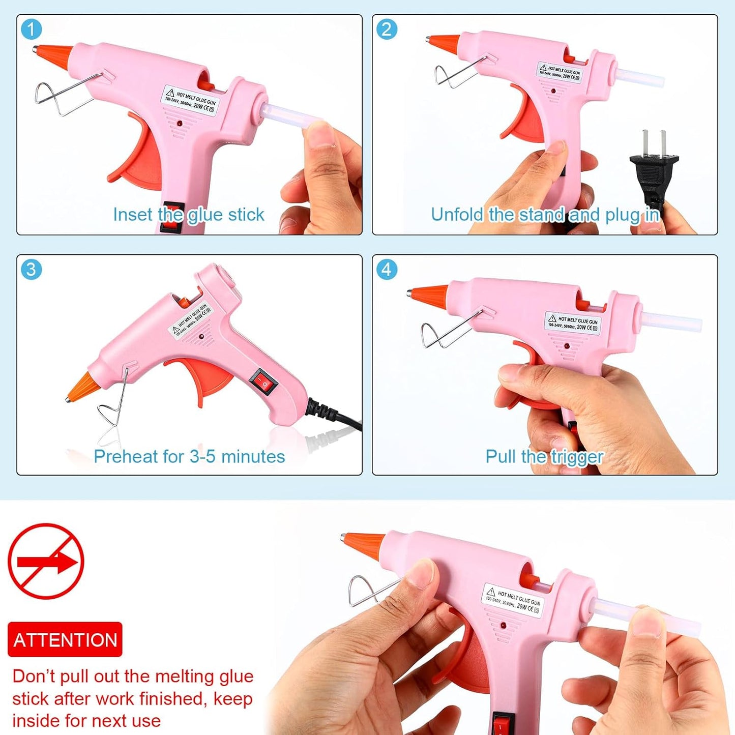 Zhengmy 12 Pcs Mini Glue Gun Crafts Hot Melt Guns Low Temp Glue with Burn Protection Fast Preheating and Easy Squeeze Trigger for School DIY Arts Class Projects Home Quick Repairs, 20 W (Multicolor)
