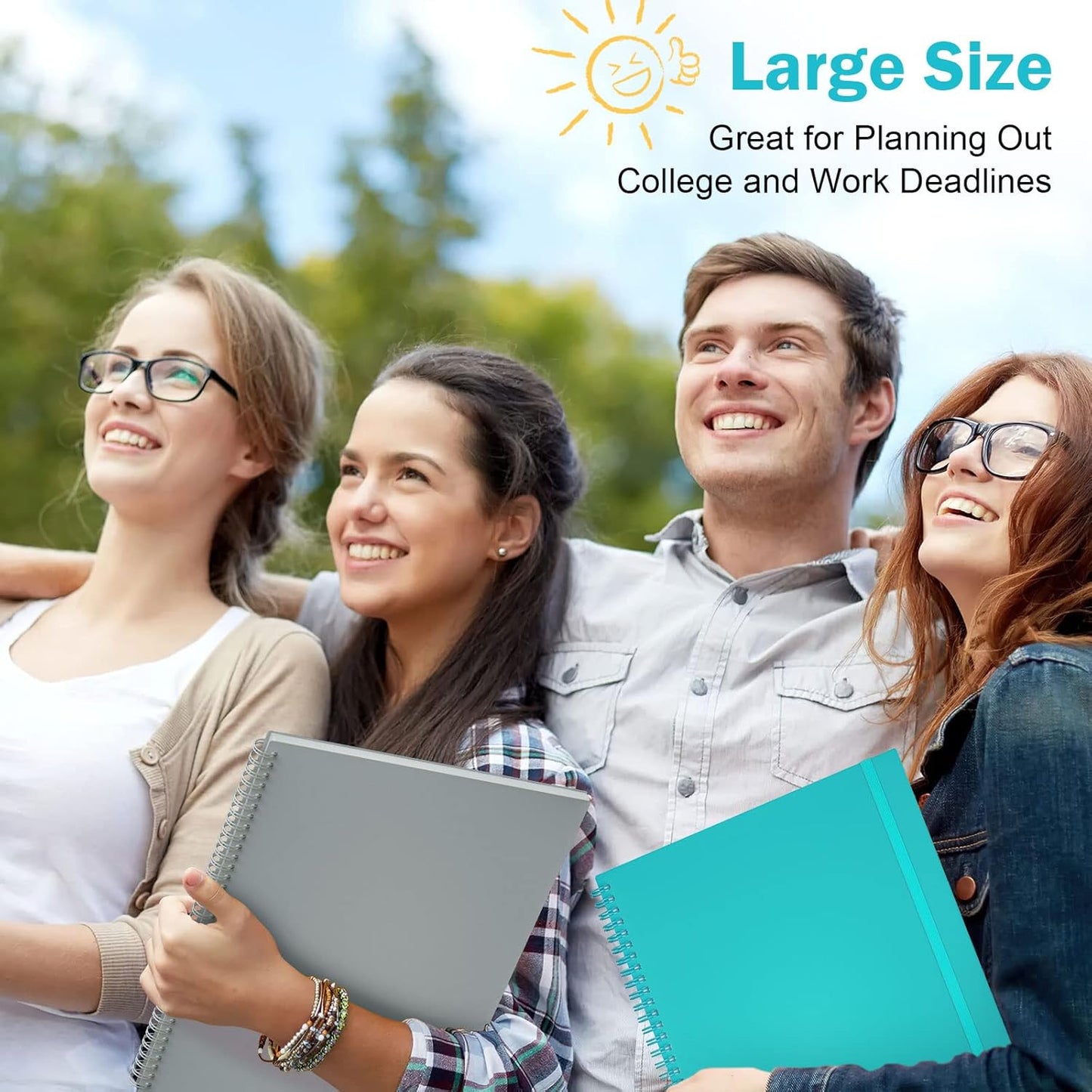 Planner Undated, Asten Daily Planner Agenda with to Do List, Hourly Schedules for Women and Men, Spiral Appointment Book with Elastic Closure, Inner Pocket 8.5" x 11" (Blue)