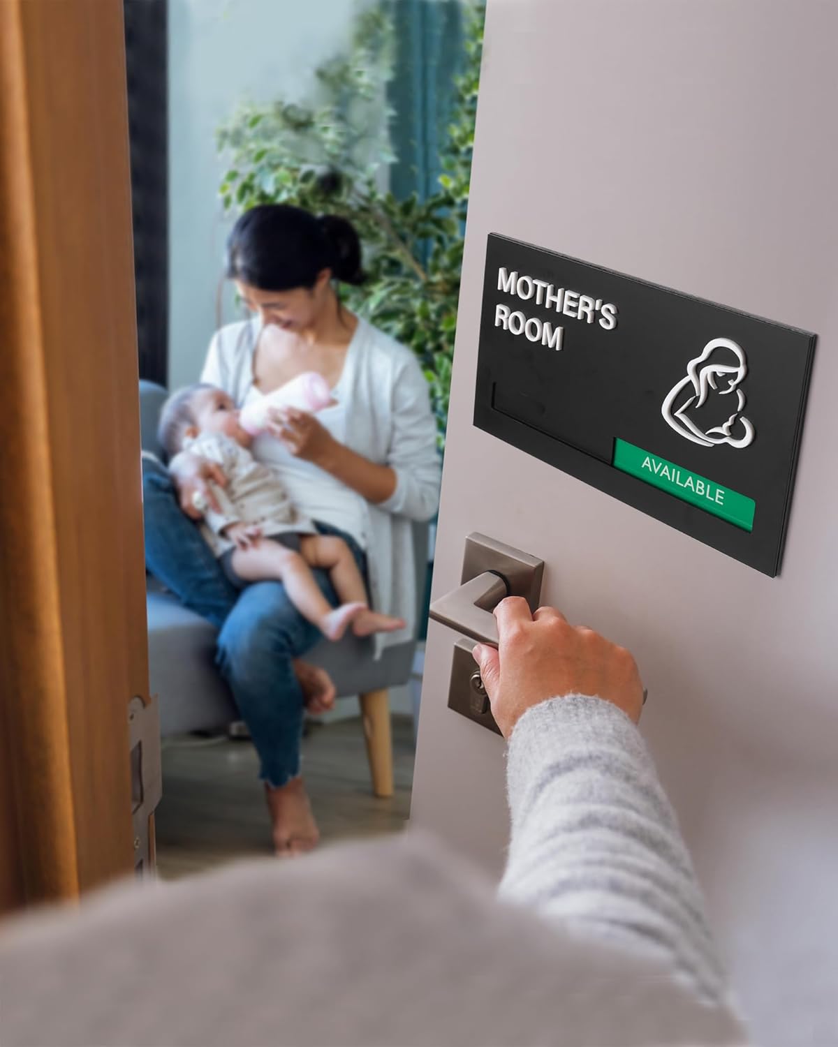 In Use Available Privacy Sign, 9'' x 5'' Magnetic Slider Door Indicator Signs for Mother's Room Conference's Room Wellness Room, Privacy Decor for Office Hospital