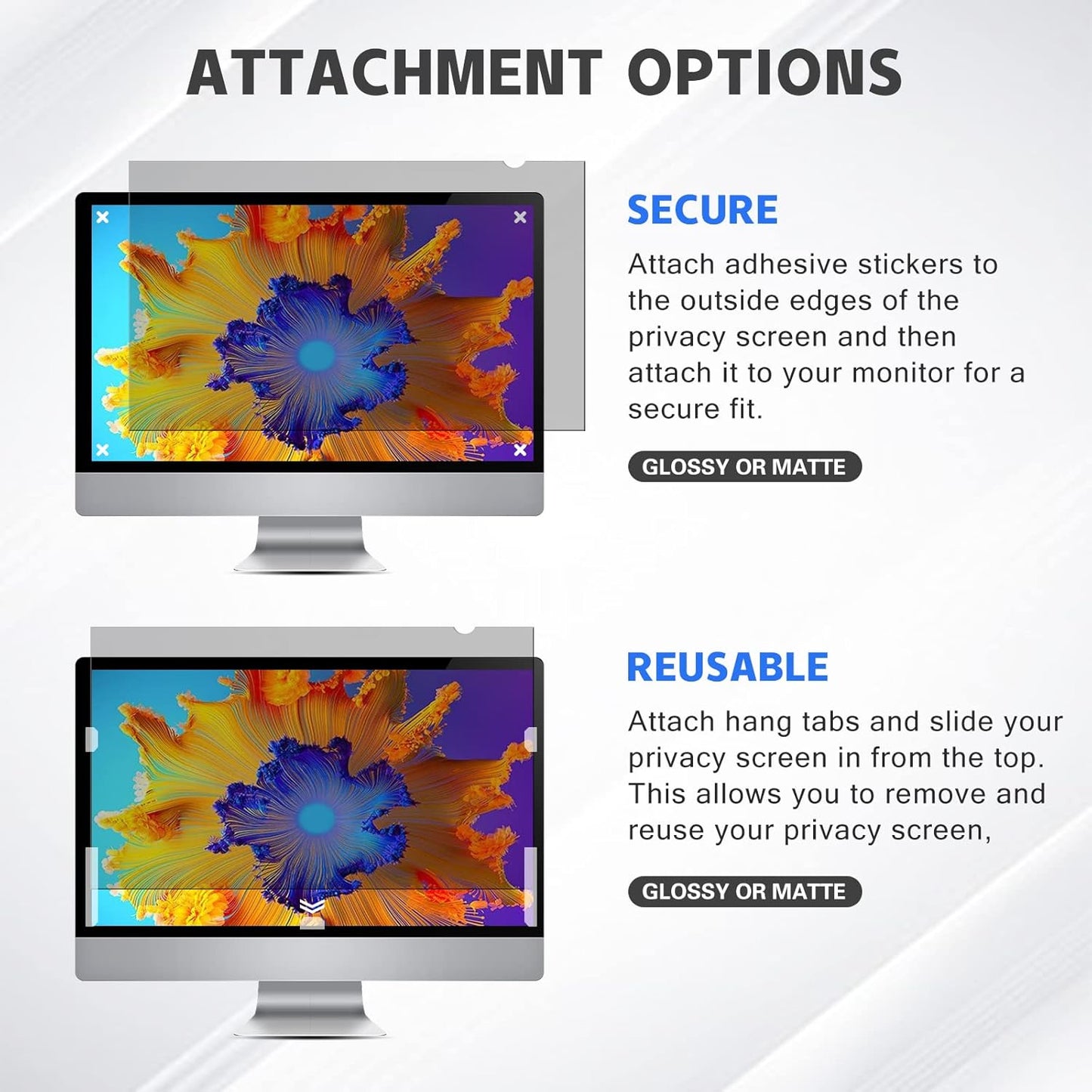 18.5" Computer Privacy Screen Filter 16:09 Widescreen Monitor - Premium Anti-glare Screen Cover - Scratch Resistant - UV and Blue Light Screen Protector