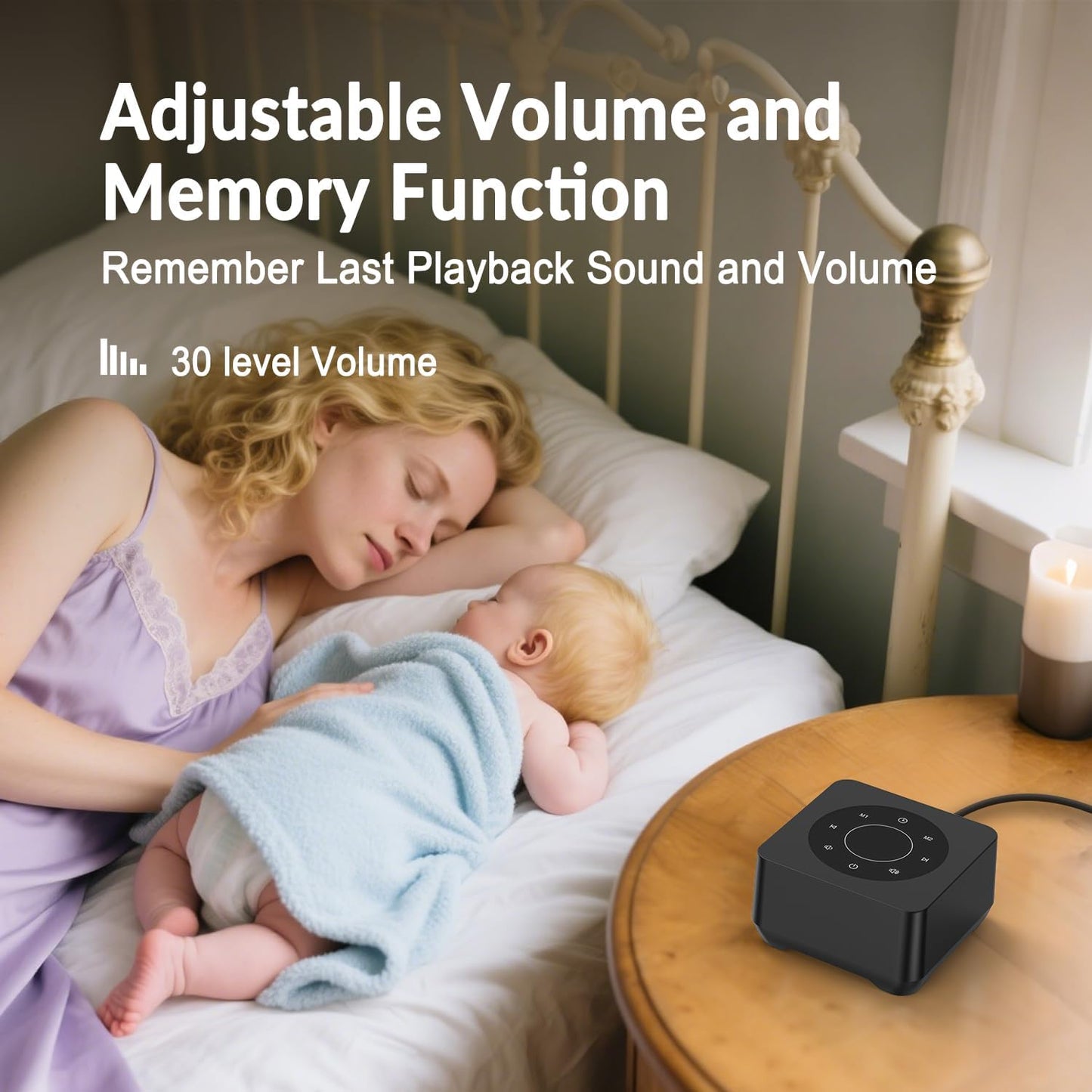 White Noise Sound Machine for Sleep 20 Soothing Sounds Noise Machine for 30 Level Volume 5 Timer Setting Favorite Setting Memory Function Touch Control Compact Portable for Adult/Baby (Black)