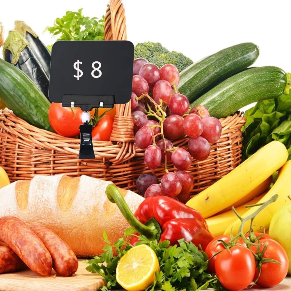 Mlici Clip on Sign Holder Chalkboard Clips, 8 Pack 8.2 x 5.8 Inch Sign Holder Clip for Retail Store Signs Displays, Black Plastic Sale Signs for Food Label Display Rotating Signs Table Clip