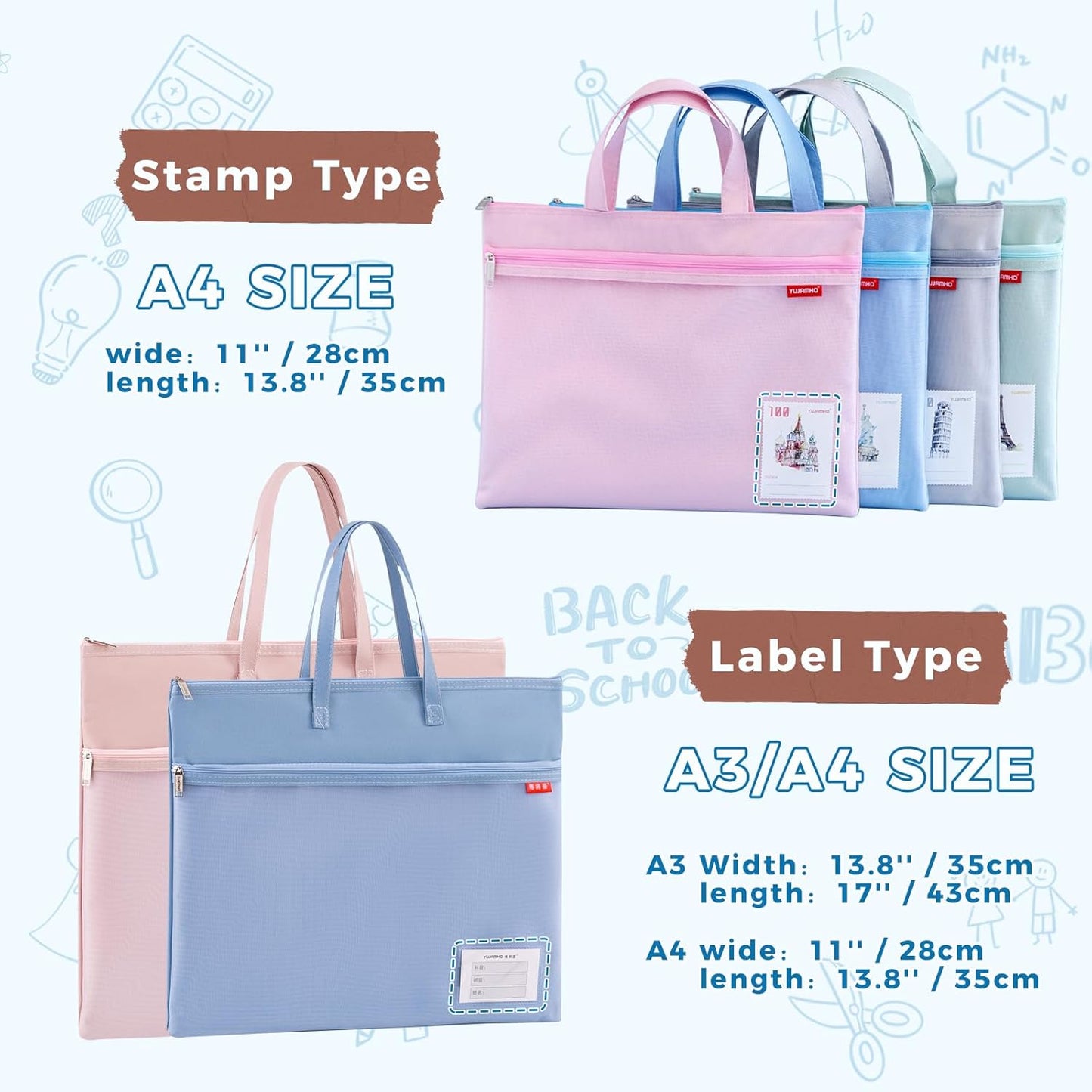 Pendancy Mesh Zipper Pouch A3 Size, Large Double Pocket Waterproof File Bag with Handle, 13x17 in Foldable Document Storage for Puzzle Project/Cross Stitch/Travel/Office(Advanced Green)