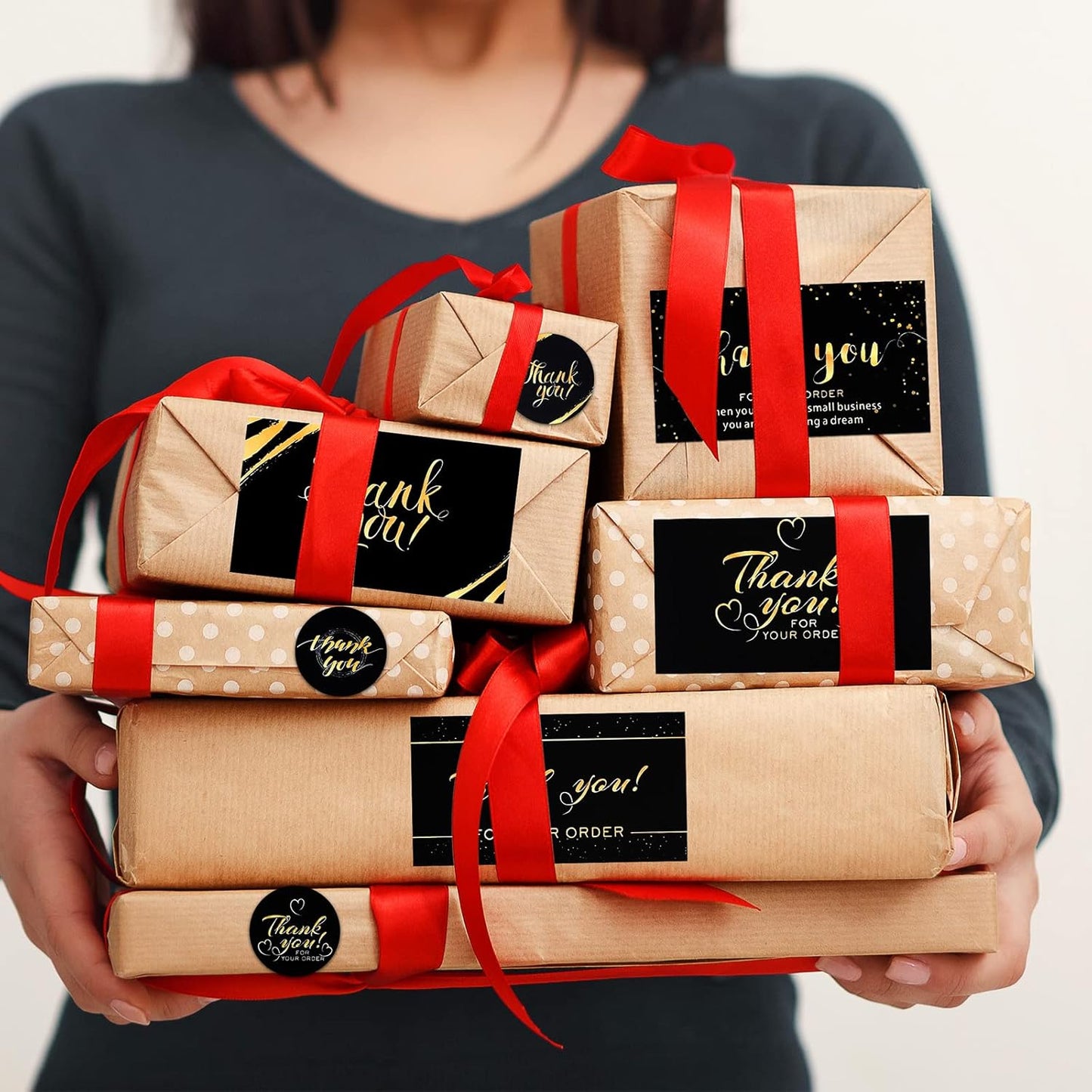 1120 Pcs Thank You Cards and Stickers Set, Include 120 Business Card 1000 Roll Labels Thank You for Supporting My Small Business Stickers Package Insert(Fresh Style)