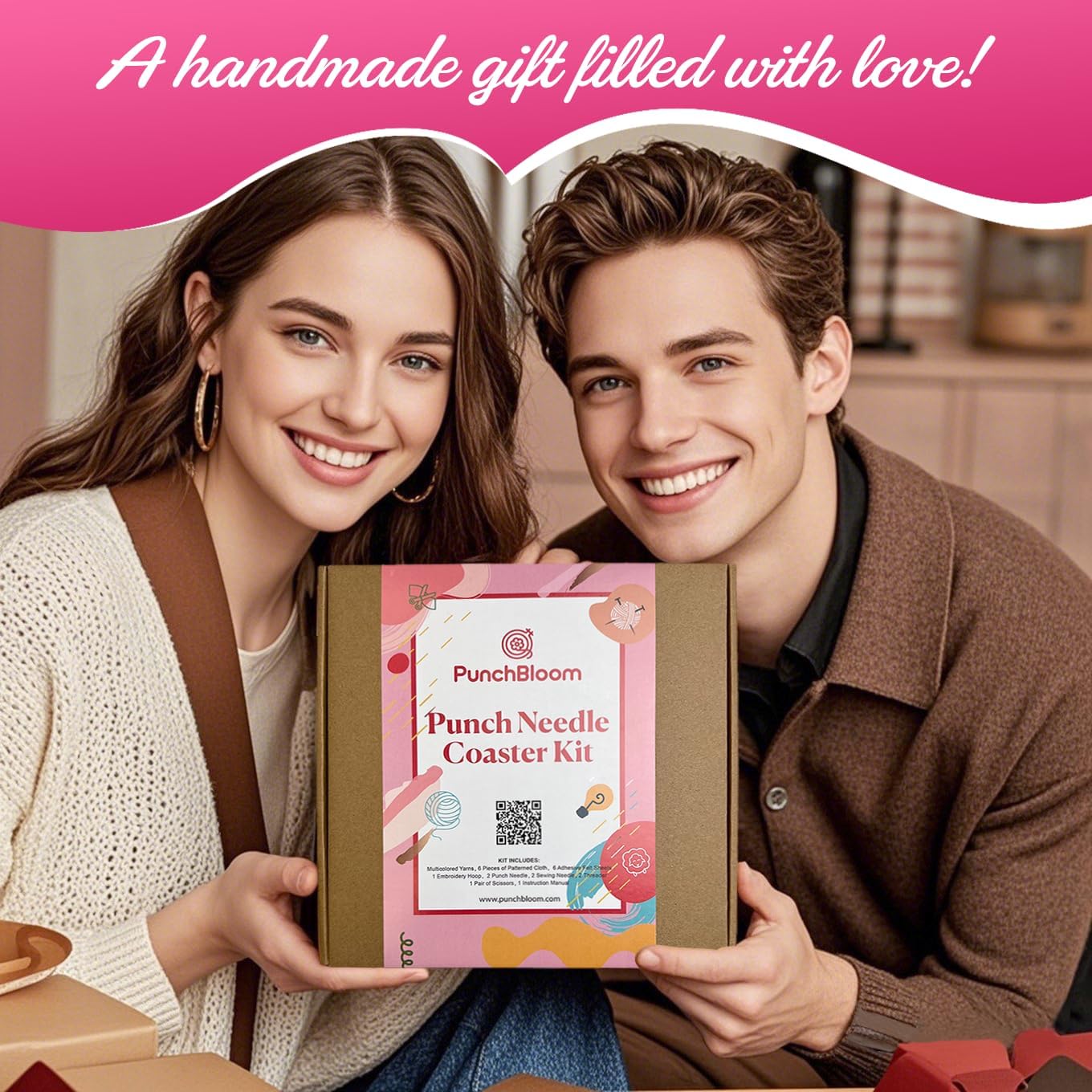 Punch Needle Kit for Adult Beginner, 2Pcs Horse & Highland Cow Punch Embroidery Starter Kit – Easy Yarn Stitch Set with Instructions – Fun Needle Point Craft for Home Decor &Gift Idea