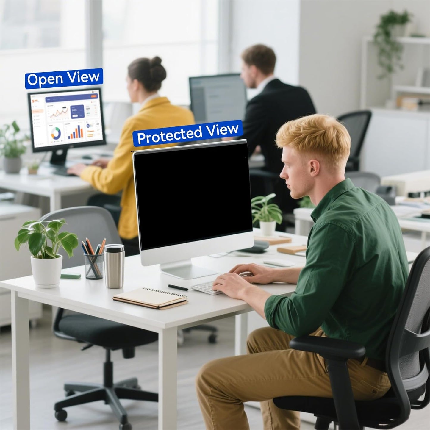 MOSISO 23-24 inch Computer Privacy Screen Protector for 16:9 Monitor, Eye Protection Frame Hanging Type Removable Anti-Scratch Acrylic Privacy Filter for Diagonal 23,23.6,23.8,24 inch PC Monitor