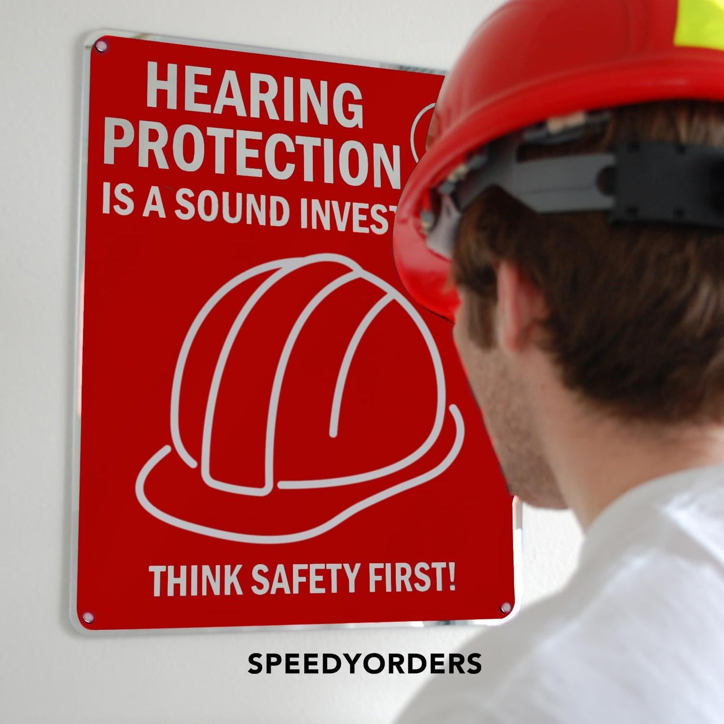 SPEEDYORDERS Custom Outdoor Metal Signs, Personalized Aluminum Signs, Customized Safety Signs, Metal Business Signs, Waterproof Outdoor Business Signs, White Aluminum (Red Background, 20x20 In)