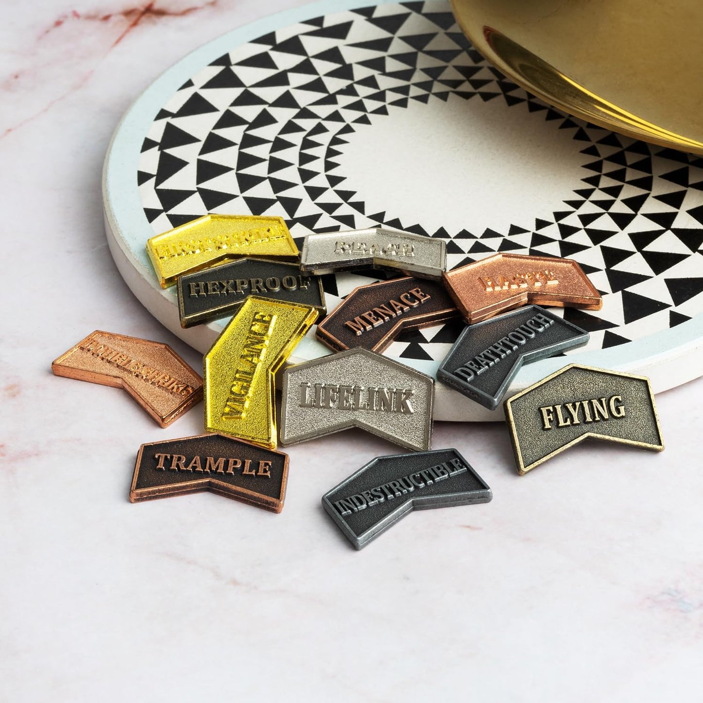 42 Pieces MTG Dice Counters 12mm Abilities Keywords Reversible Metal Tokens Counter Dice Set for MTG TCG Magic Card Games Accessories