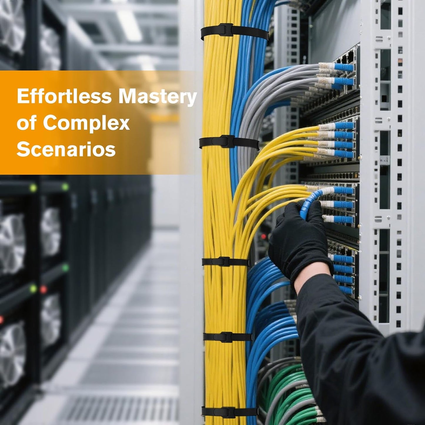 CableGeeker 60 PCS Reusable Cable Ties (6 Inch) - Adjustable Hook and Loop Cord Straps, Wire Organizer for Home, Office, Electronics - Black