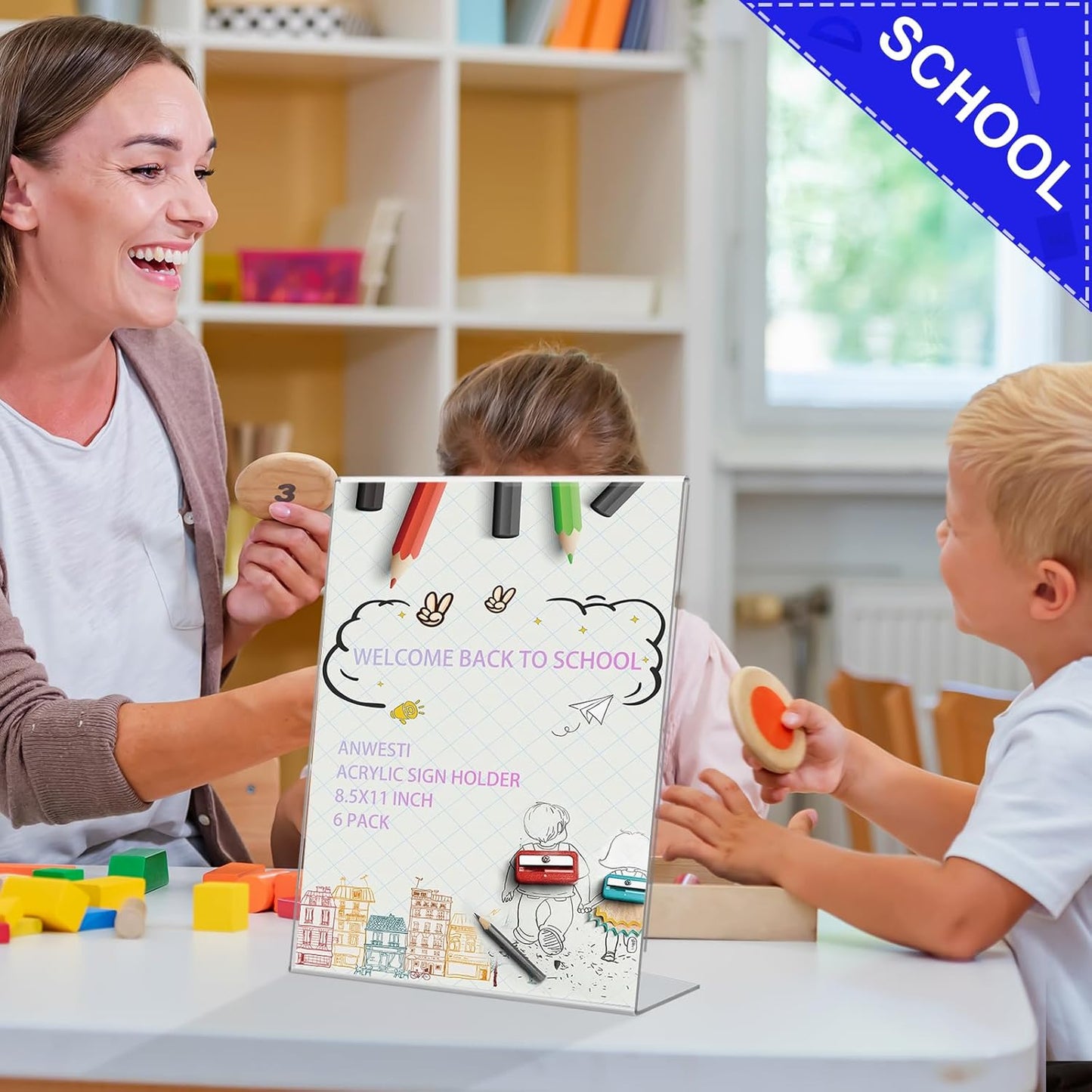 Acrylic Sign Holder 8.5" x 11" - 10 Pack Clear L-Shaped Tabletop Menu Frame for Restaurants, Photos, Posters | Slanted Back Design | Durable Promotional Display Stand