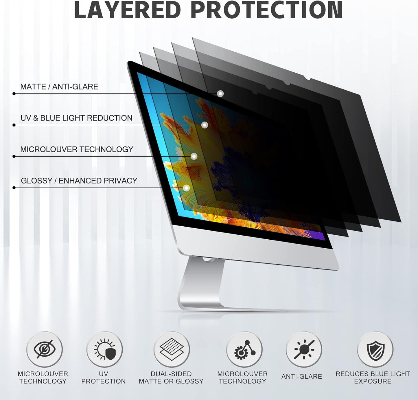 17 Inch - (5:4) Aspect Ratio Privacy Screen Filter for Square Computer Monitors - Anti-Glare - Anti-Scratch Protective Film