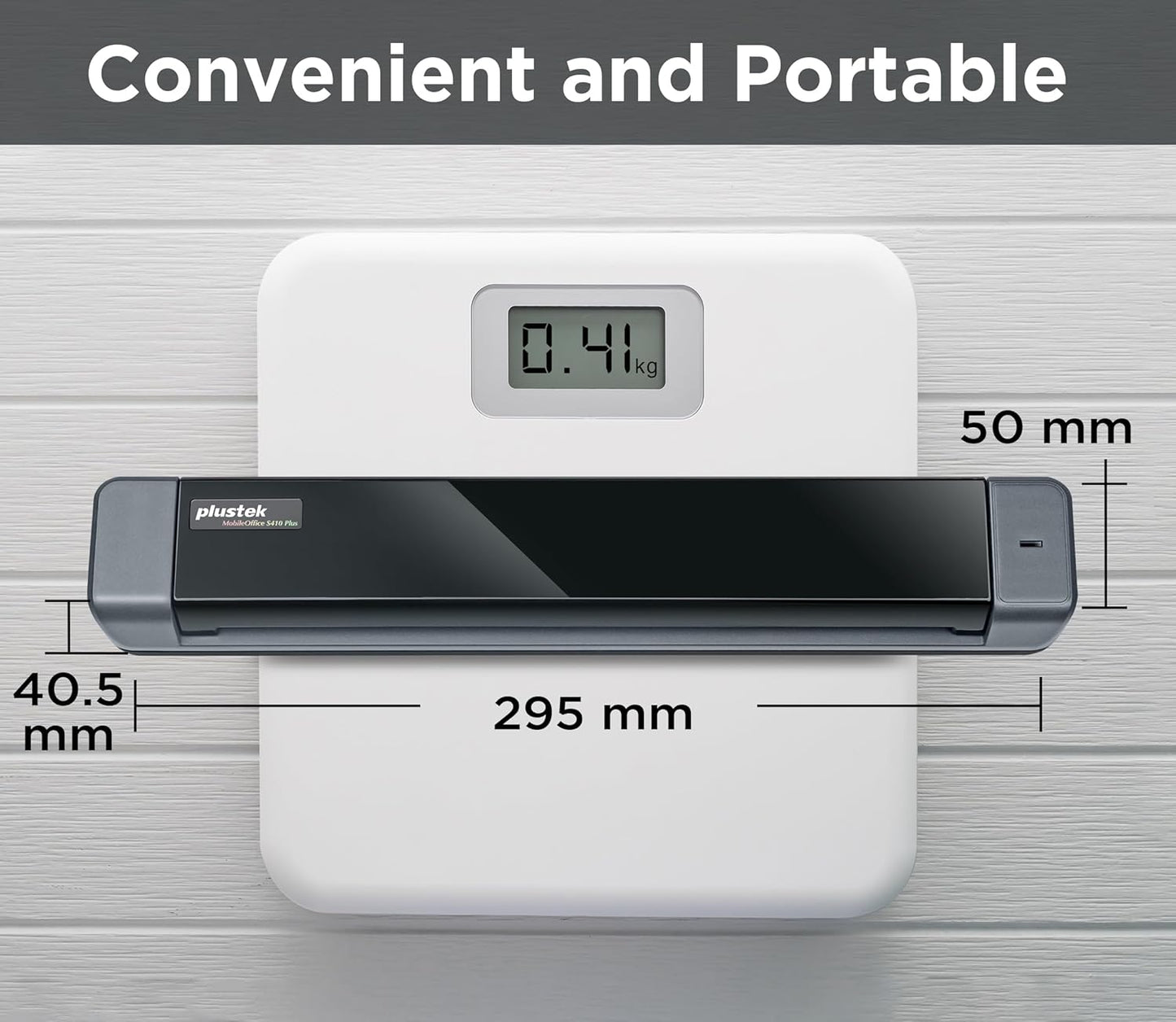 Plustek Mobile Scanner S410 Plus - Portable Sheet-Fed Document Scanner - for Windows 7 / 8 / 10 / 11, Featuring Button-Free Scanning with Included OCR Software