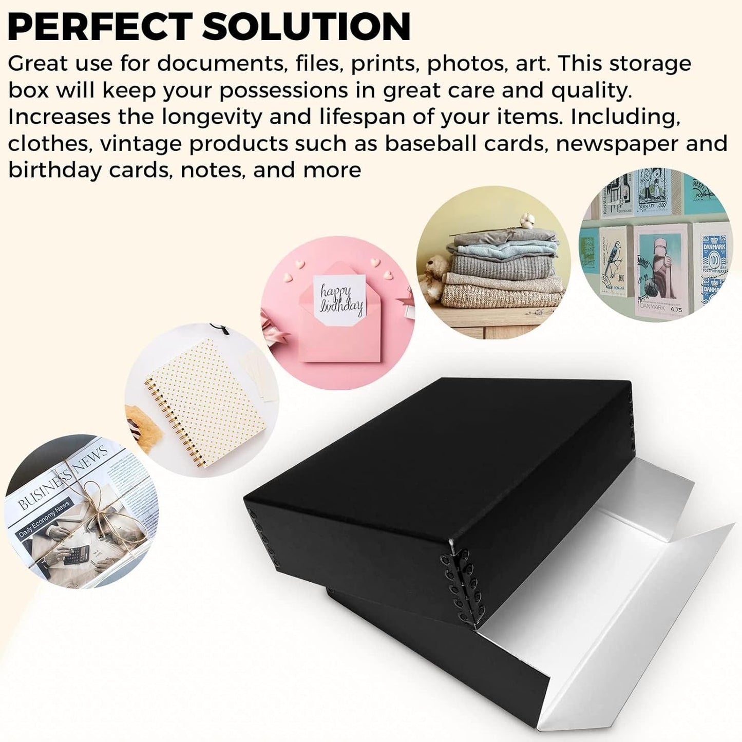 Golden State Art, Acid-Free Archival 8.5x11 Inches Metal Edge Drop Front Museum Photo Storage Box, Preserve Documents, Prints, Pictures, Photographs, Arts And Crafts, Black