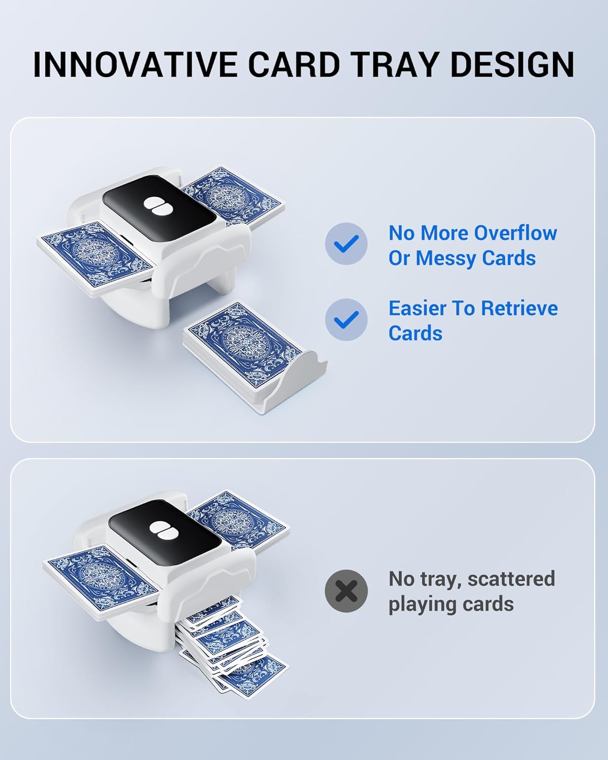 Rechargeable Automatic Card Shuffler for 1-2 Decks, Low Noise & Portable Electric Shuffling Machine for Poker, Blackjack, UNO, Texas Hold'em, Skip-Bo, Phase 10