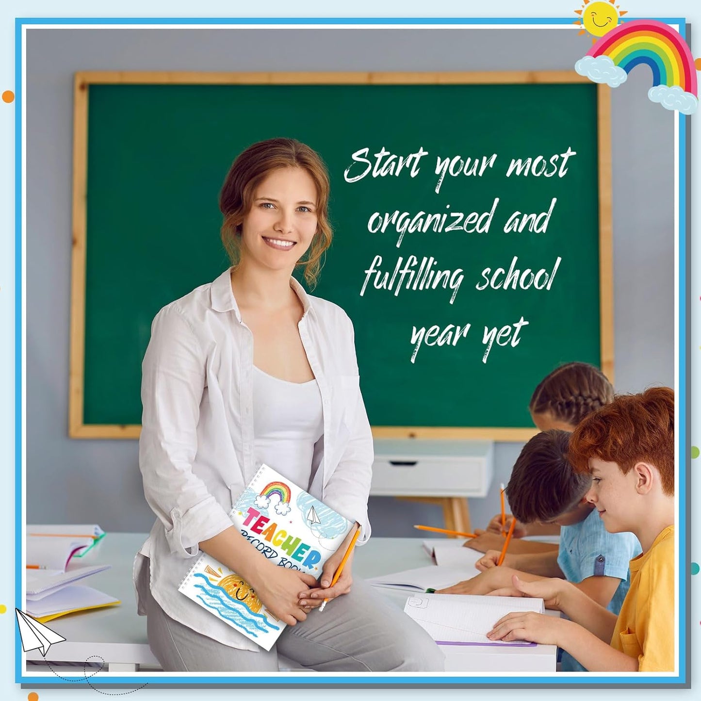 Teacher Record Book Teacher Grade Book Spiral Bound Record Class Gradebook Office Favors Gift for Classroom Attendance Supplies Decoration Double Sided Color Printing(Sunny)