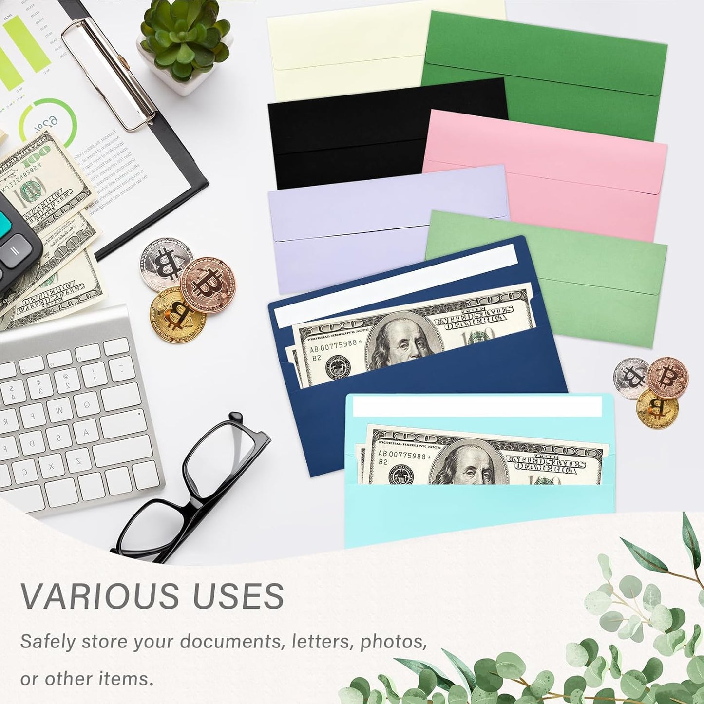 50 Pack #10 Business Envelopes, Self Seal Standard Ivory Envelopes for Secure Business & Legal Mailing, Office, Checks, Letter, Invoices, 4 1/8 x 9 1/2 Inches