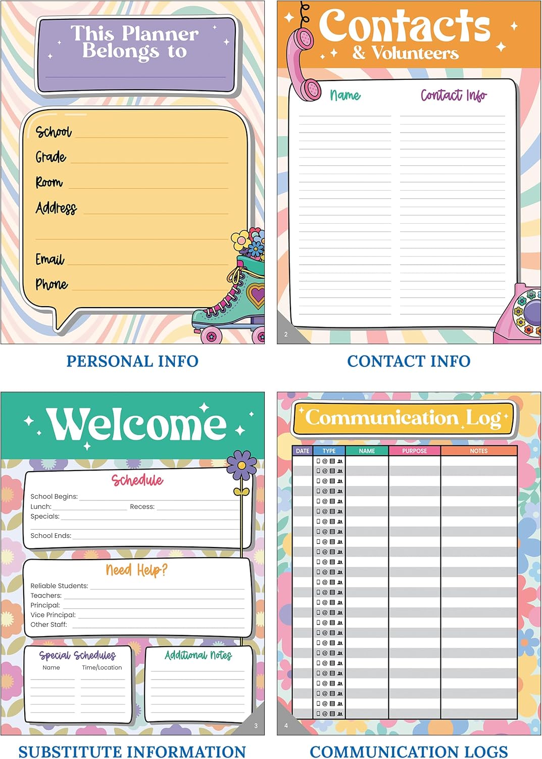 Carson Dellosa Retro Remix Teacher Planner 2025-2026, Undated 8" x 11" Lesson Plan Book With Retro Stickers, Class Schedule, Weekly Calendar, Homeschool & School Supplies, Groovy Classroom Must Haves