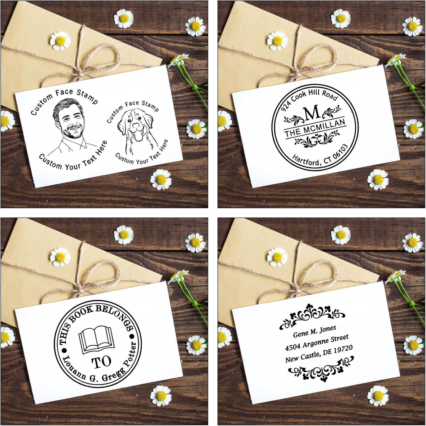 Custom Stamp Self Inking Personalized Teacher Stamper with Portrait & Text, School Office Business Rubber Stamp Gift for Pets, Kids, Friends & Family