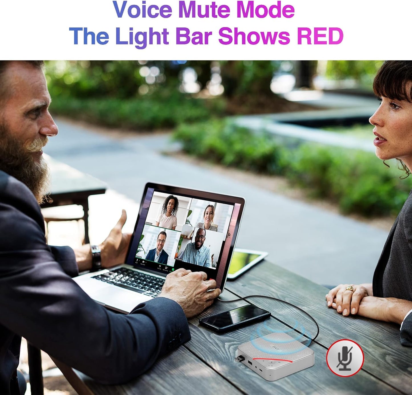 AVLT USB C Speakerphone Hub 360° Omnidirectional Sound Conference Microphone PD 85W Charging, 5Gbps Data Speed, External 4K HDMI Display Support, Portable and Space Saving for Meetings