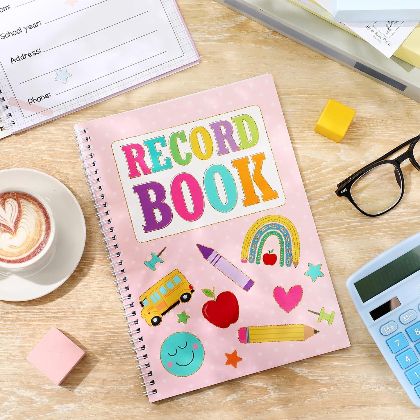 Fuyoooo Teacher Record Book Teacher Grade Books 2025-2026 Spiral Bound Record Class Grade Book Office Favors Gift for Classroom Attendance Supplies Decoration Double Sided(Pastel)