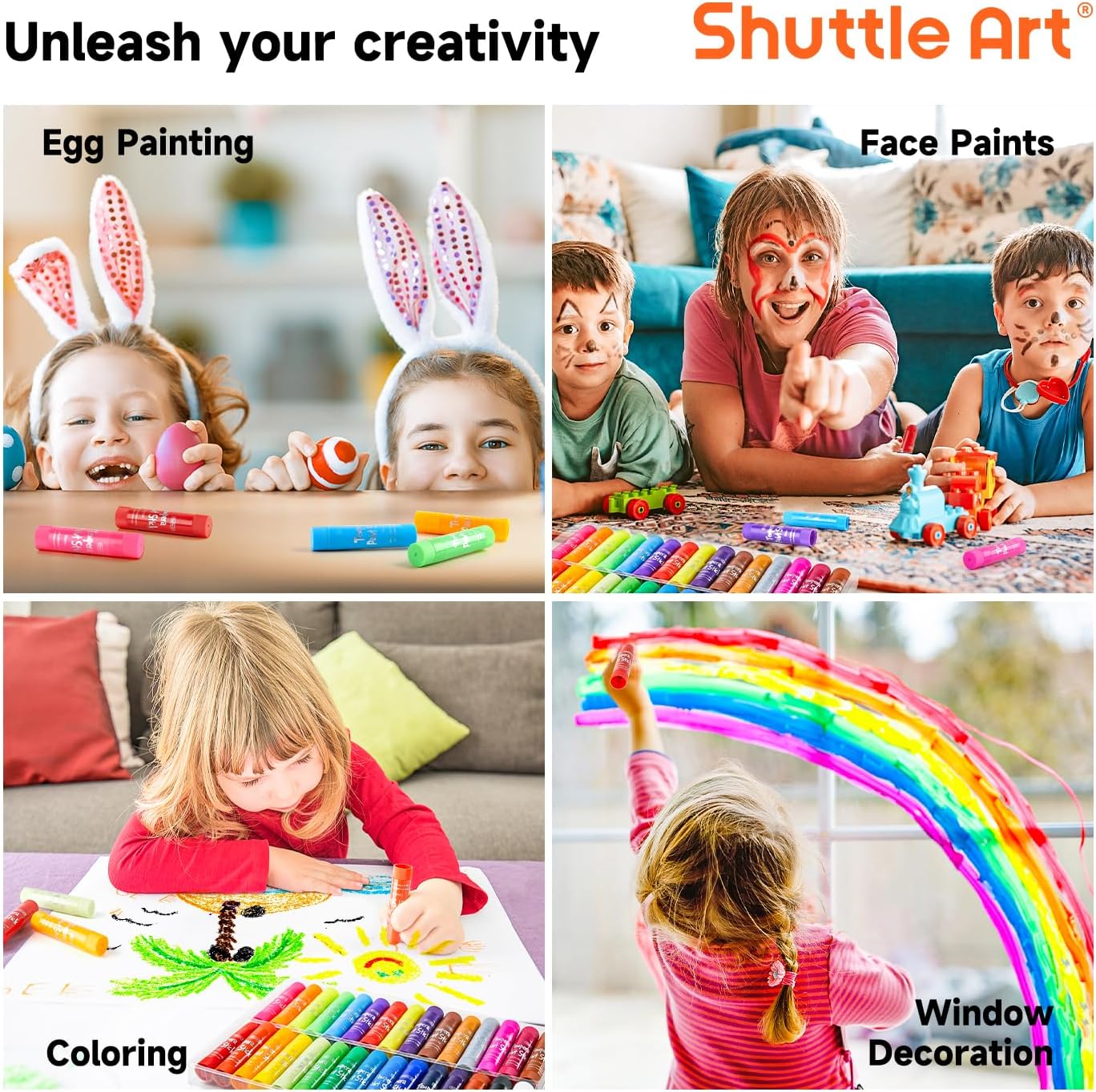 Tempera Paint Sticks, 40 Colors Solid Tempera Paint for Kids, Super Quick Drying, Works Great on Paper Wood Glass Ceramic Canvas