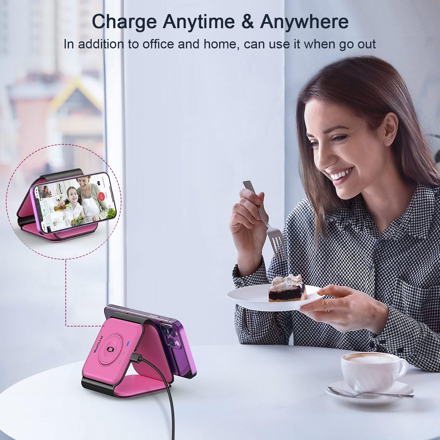 Wireless Charger 3 in 1,RTOPS Magnetic Travel Wireless Charging Station Multple Devices,GaN 3 in 1 Charging Station,Compatible for iPhone16/15/14/13/Pro/Max,iWatch,AirPods4/3/2/Pro(Adapter Includes)