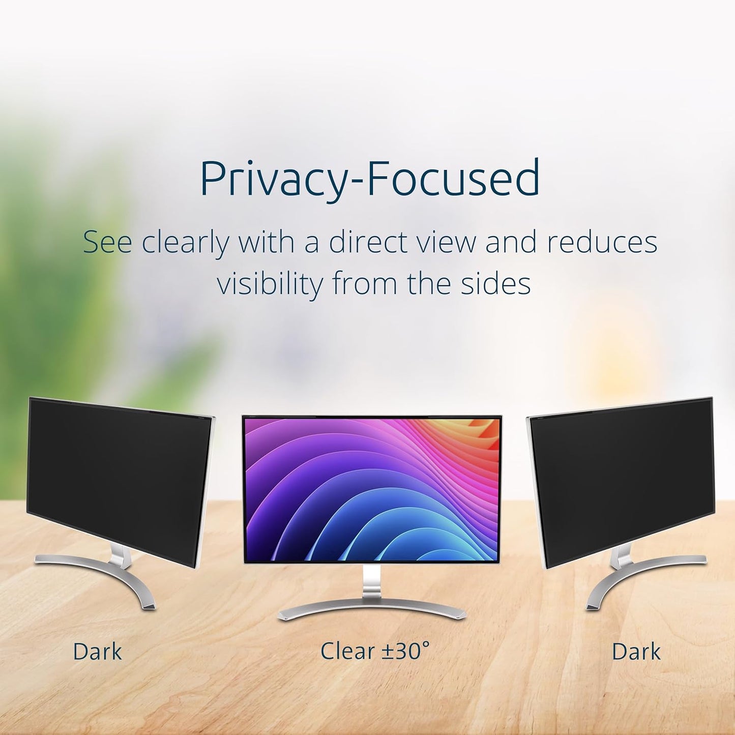 Kensington MagPro 24 Inch Magnetic Computer Privacy Screen for Desktop, Removable 16:9 Computer Privacy Filter, Anti-Glare Blue Ray Reduction, Compatible with Slim Bezel Monitors, K55418WW