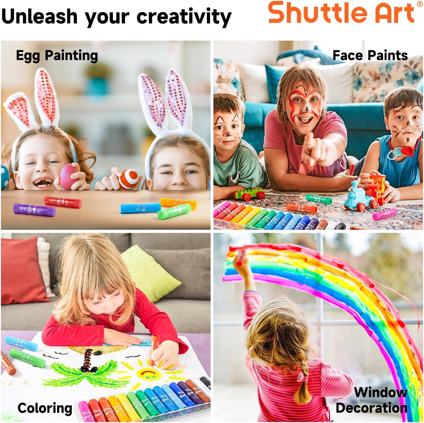 Tempera Paint Sticks, 15 Colors Solid Tempera Paint for Kids, Super Quick-drying, Washable, Works Great on Paper Wood Glass Ceramic Canvas